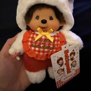 Hello Kitty x Sekiguchi Monchhichi Plush with Red and White Outfit